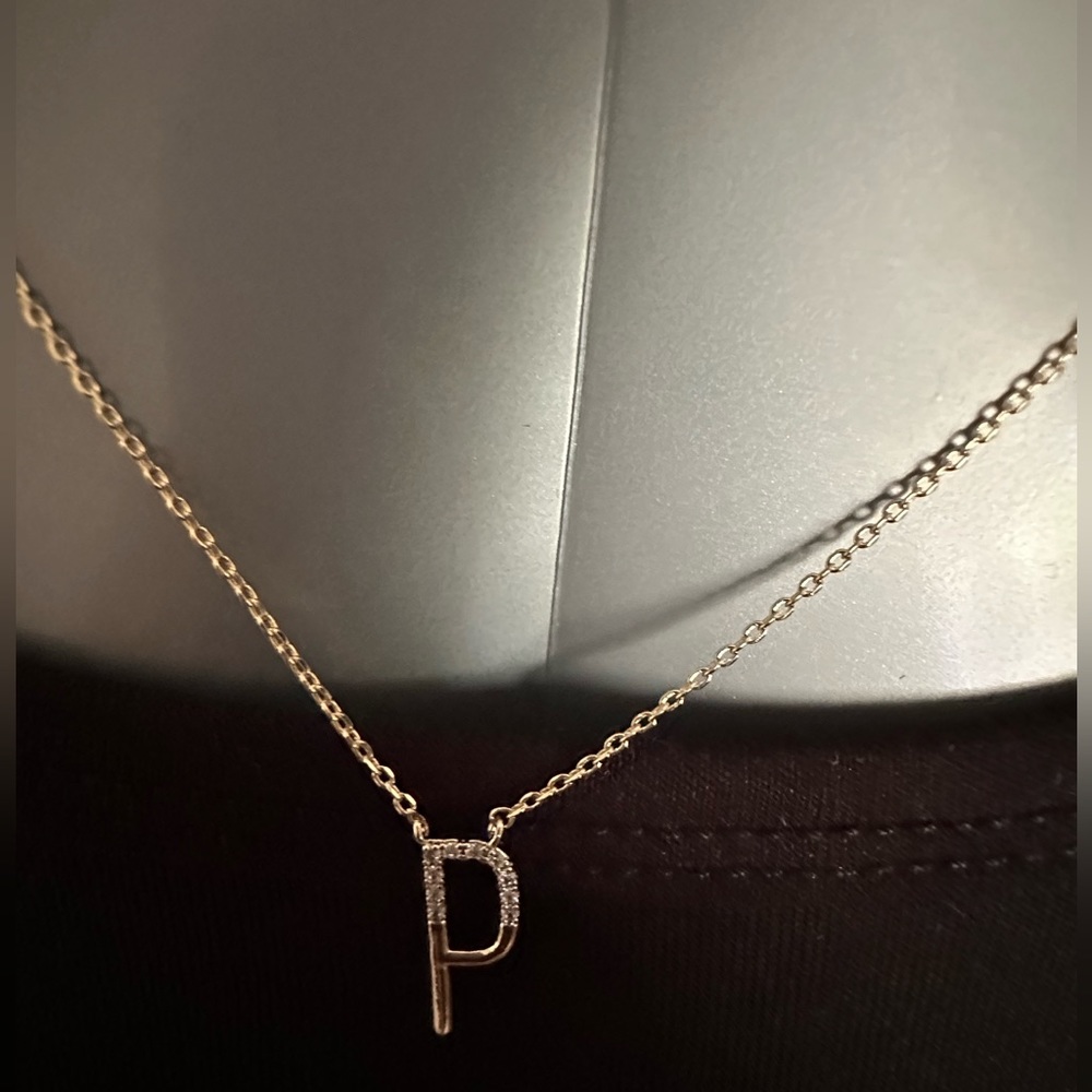 NIP Urbanista CZ Gold Tone Initial Necklace “P”